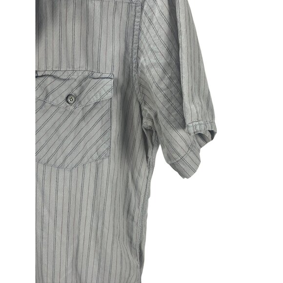 Quiksilver Mens Striped Short Sleeve Button-Down Shirt Dual Chest Pockets Size M - Picture 5 of 8
